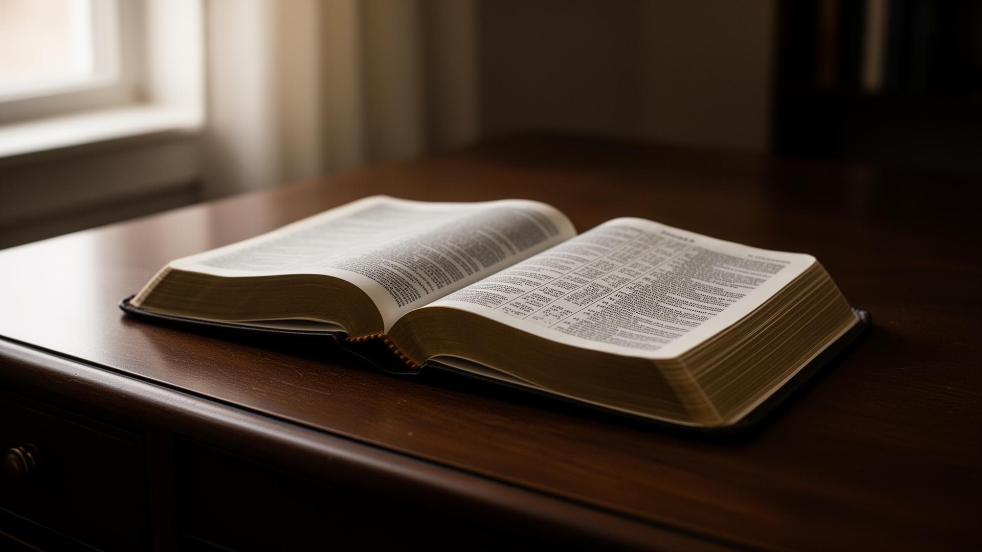 Open Bible with golden light